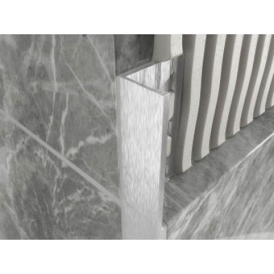 Brushed Chrome 8mm Square Edge Tile Trim 2.5m