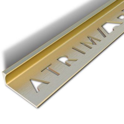 Brushed Brass 12mm Square Edge Tile Trim 2.5m