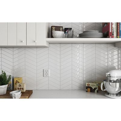 Chevron White Glossy 18.6 x 5.2cm