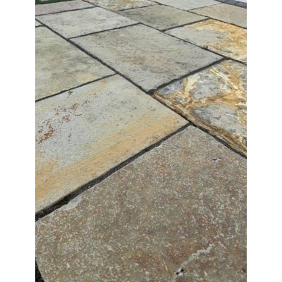 French Antiqued Limestone Paver Calibrated 56cm x free length, 3cm thick