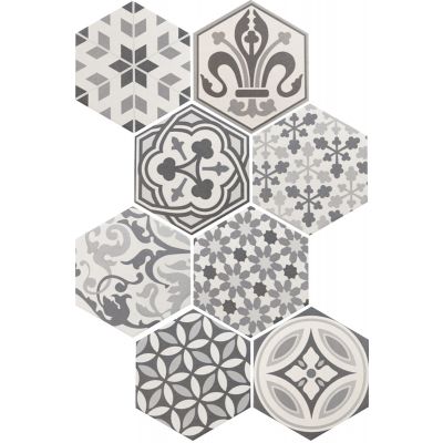 Hexatile Harmony Decor Black & White 17.5 x 20cm