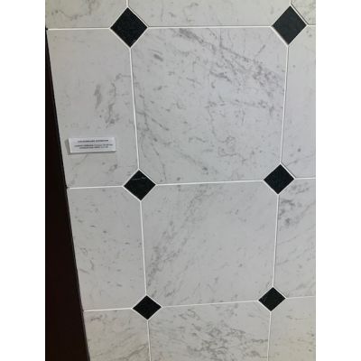 Marmi Carrara Octagon 30x30cm (Livingstone Nero Insert 5x5cm)