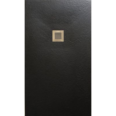 SolidSoft RECTANGULAR BLACK Flexible Shower Tray SQUARE DRAIN (Various Sizes Available)